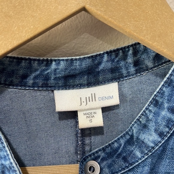 J Jill Denim Checkered Tab Sleeve Shift Dress in size S - Picture 6 of 12